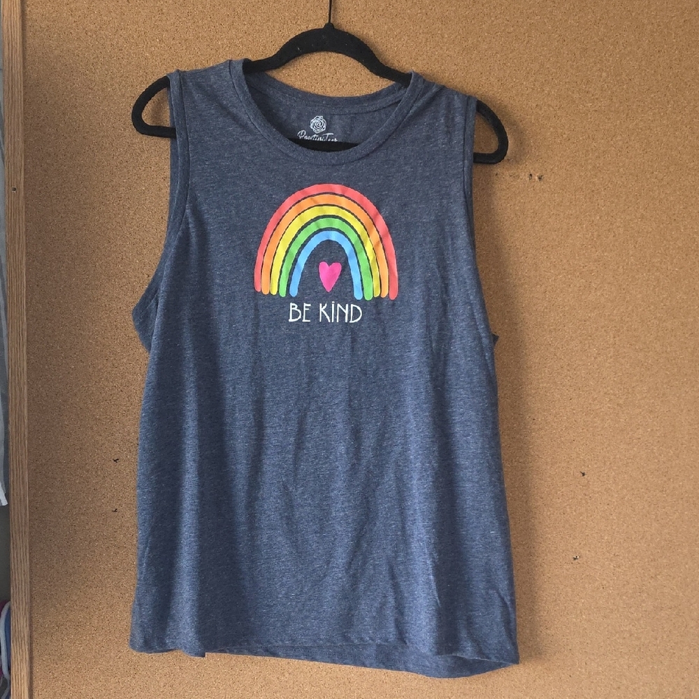 Positive Tees Be Kind Rainbow Women's Tank Top - Charcoal Sz 3X  22